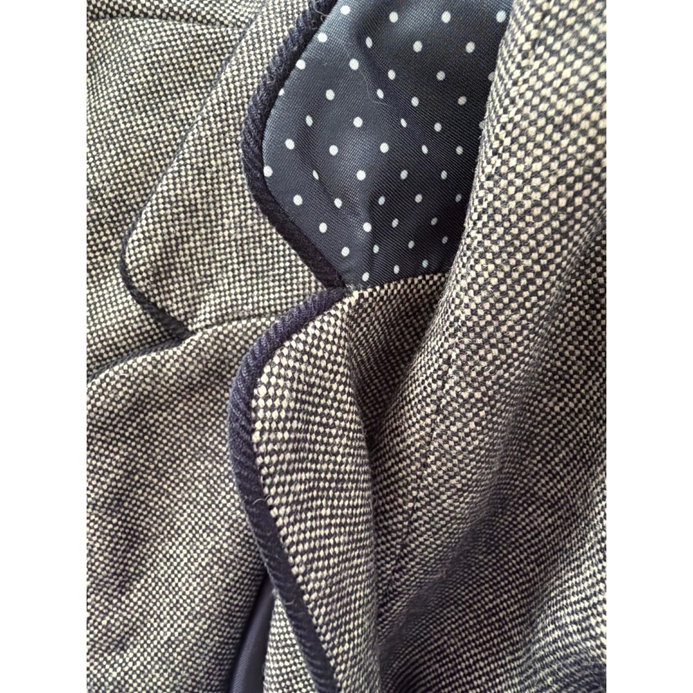 Gap The Academy Blazer Womens 6 Tall Grey Navy Elbow Patches Piped Trim Crest - Picture 4 of 8